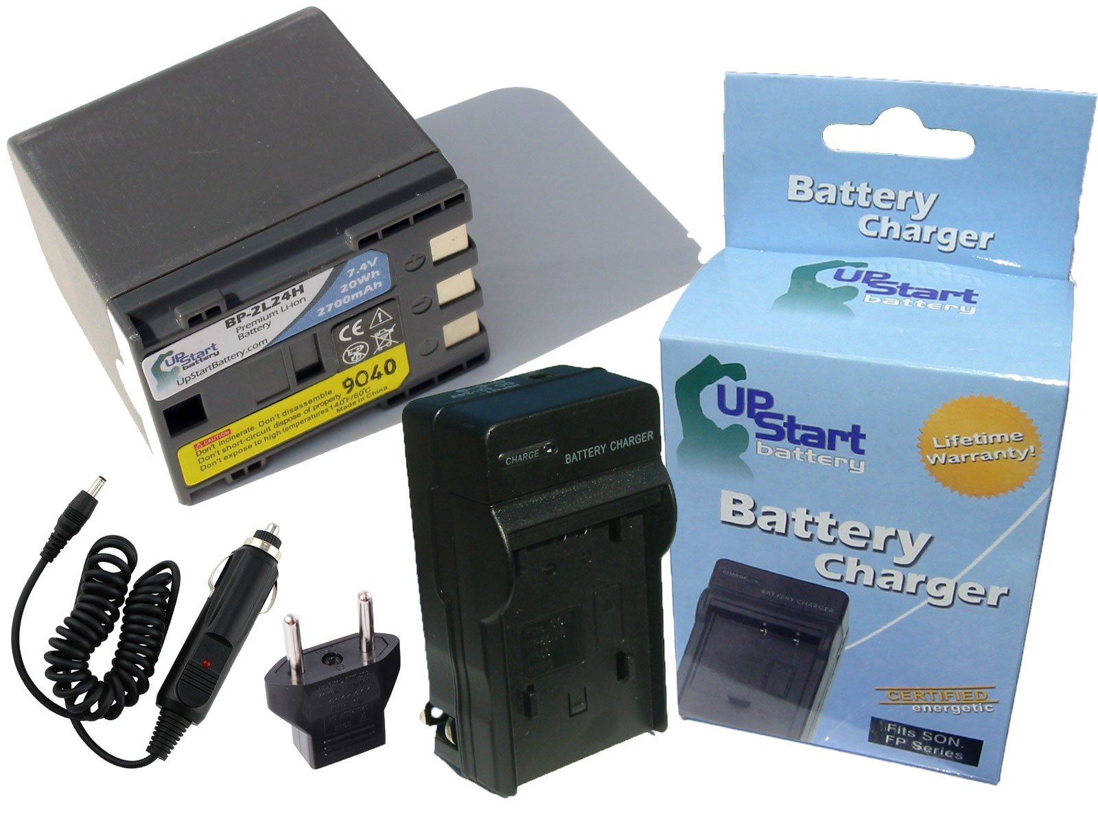 Canon ZR500 Replacement Battery and Charger Kit - 2700mAh BP-2L14 Li-ion Battery with Car Plug & EU Adapter for Canon Digital Camcorders - Perfect for Travel, Vlogging, and Outdoor Filming