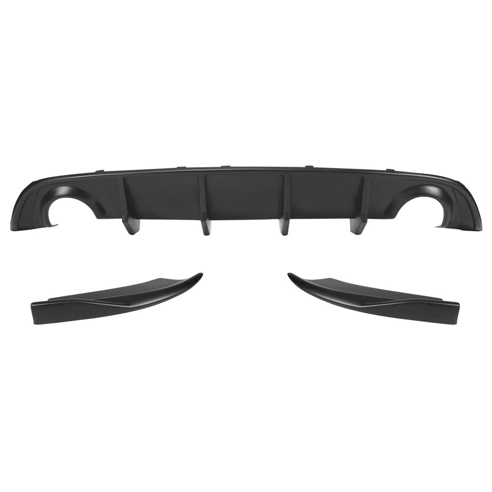 IKON MOTORSPORTS Rear Diffuser & Side Skirts for 2015-2023 Dodge Charger - V2 Style Matte Black Rear Bumper Lip Valance | Aggressive Styling Upgrade for Street & Track Performance
