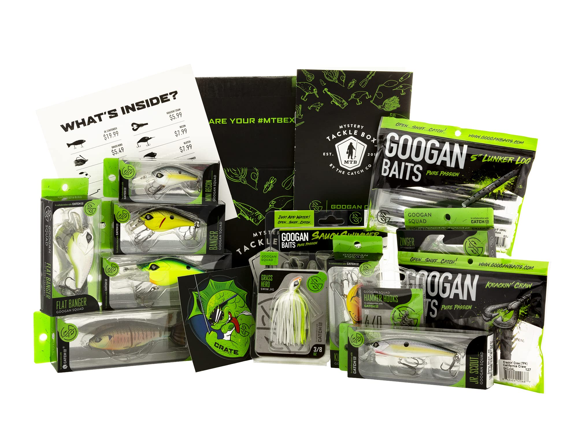 Googan Squad Mystery Tackle Box - Premium Bass Fishing Kit with Topwater Lures | Best for Freshwater & Saltwater Fishing | Ideal for Anglers, Beginners & Professionals