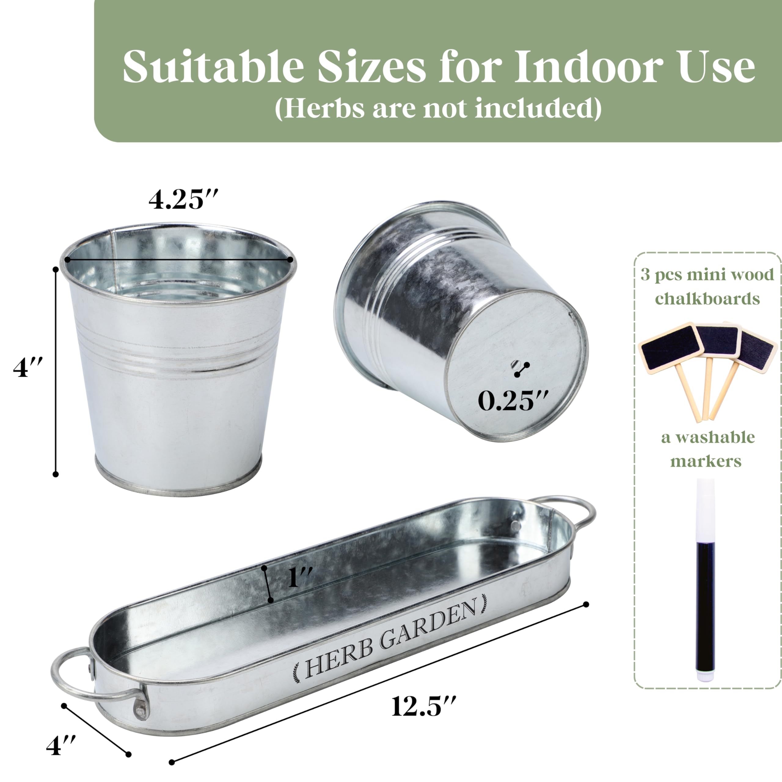 PERFNIQUE Indoor Herb Garden Kit - Farmhouse Style Planter for Windowsill, Kitchen, Balcony - Includes Drainage Tray (Planter Only) - Perfect for Growing Basil, Mint, Parsley & Fresh Herbs Indoors or Outdoors