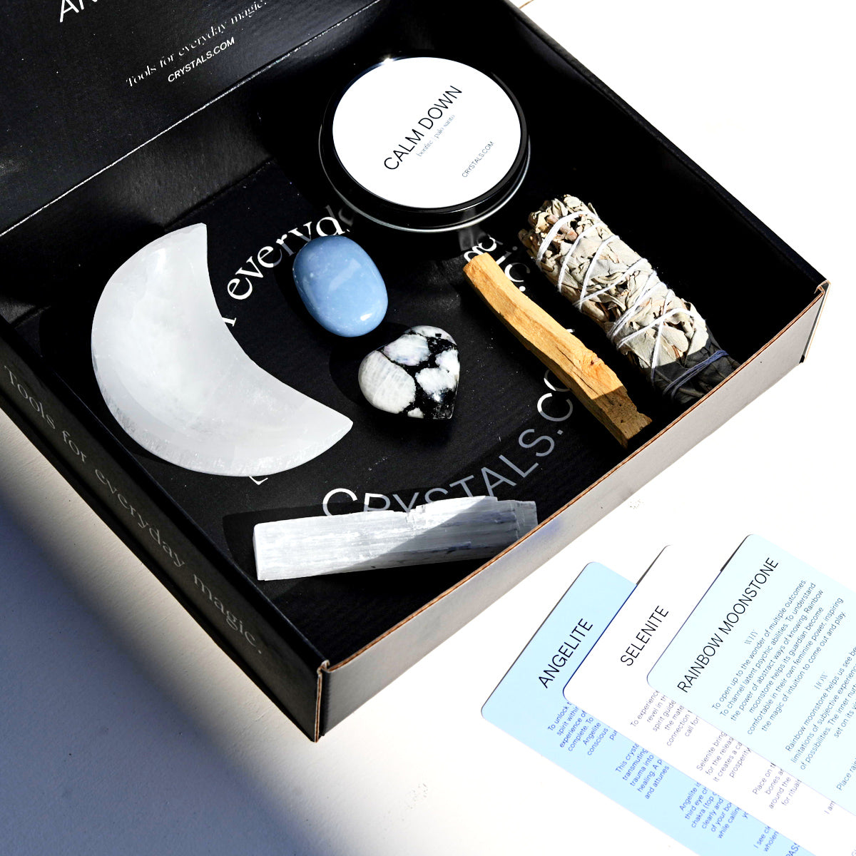 Full Moon & New Moon Crystal Ritual Kit - Healing Crystals Set for Meditation, Energy Cleansing & Spiritual Growth - Perfect for Moon Rituals, Yoga & Reiki Practice