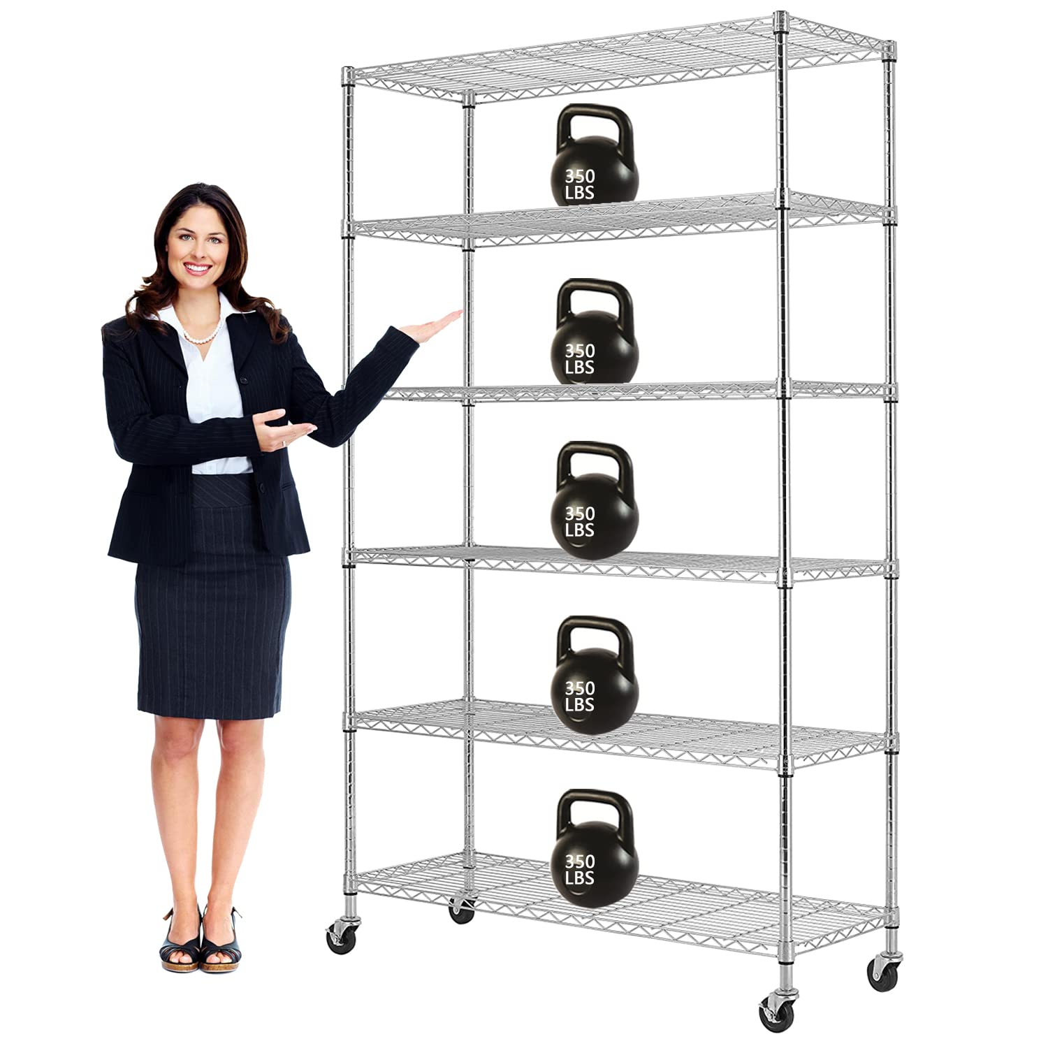 6-Tier Heavy Duty Wire Shelving Unit - NSF Certified Storage Rack 48