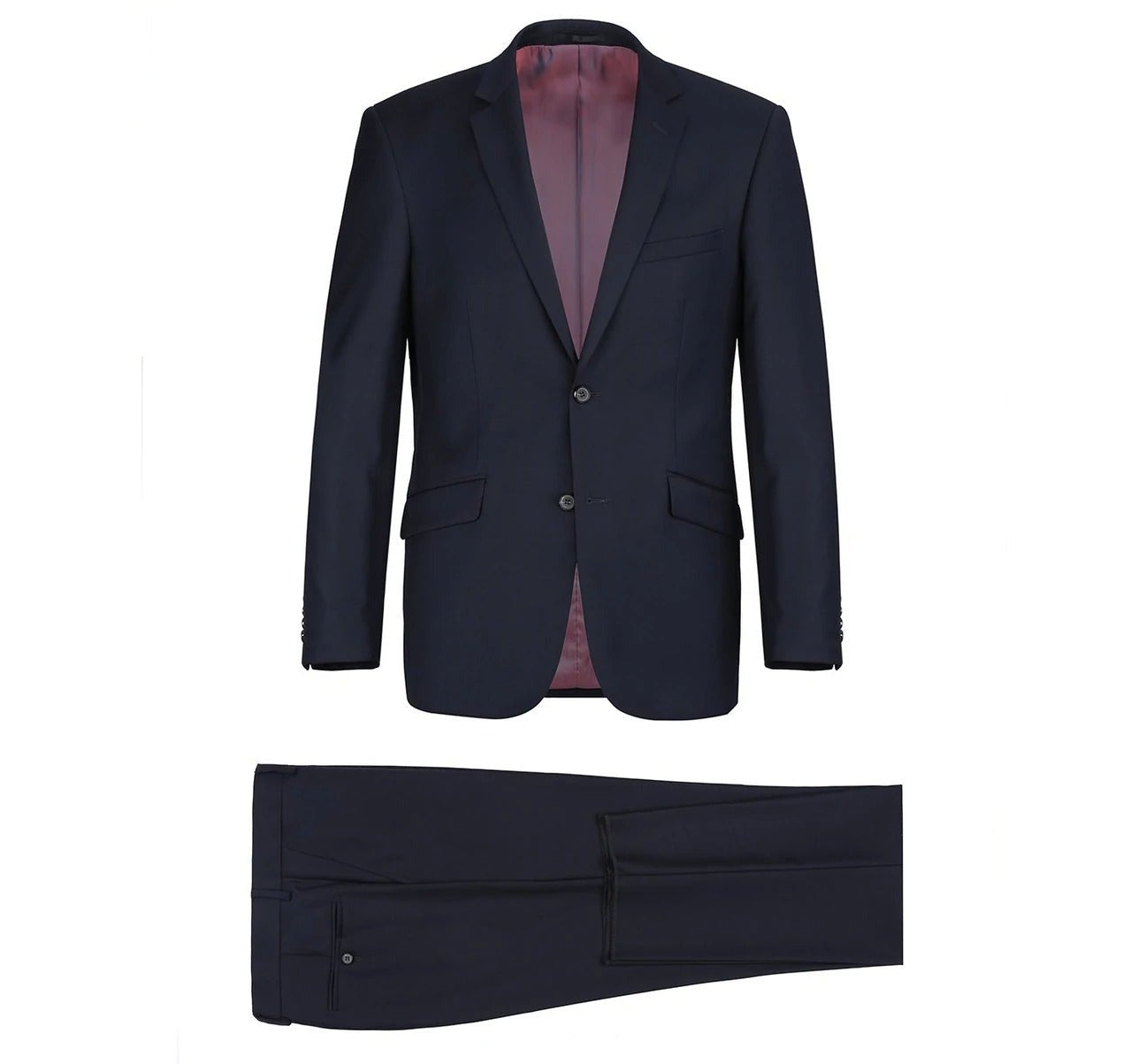 Alessandro Vitello by Renoir Dark Navy 2-Piece Slim Fit Notch Lapel Wool Suit for Men | Business Attire & Formal Events | Wedding, Office & Special Occasion Wear
