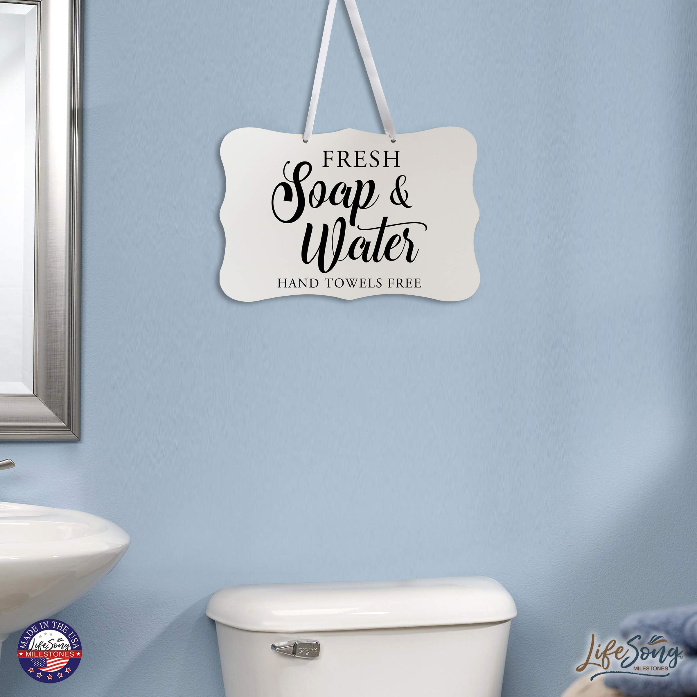 Farmhouse Bathroom Signs - Rustic Wooden Decor with Funny Quotes for Home & Office