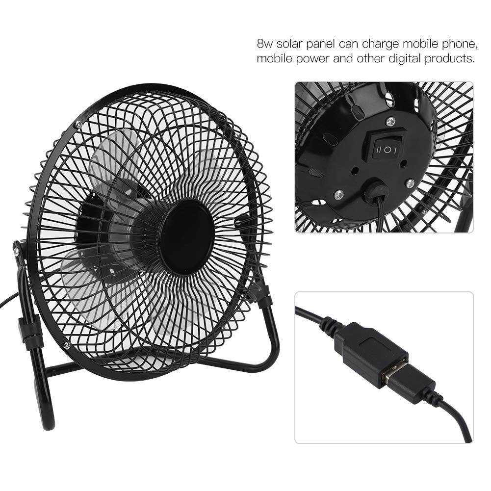 8W USB Solar Panel Fan with Folding Bag - 8inch Portable Solar Powered Fan for Outdoor Camping, Fishing, Travel & Gardening - Perfect for Tents, Greenhouses & Beach Trips