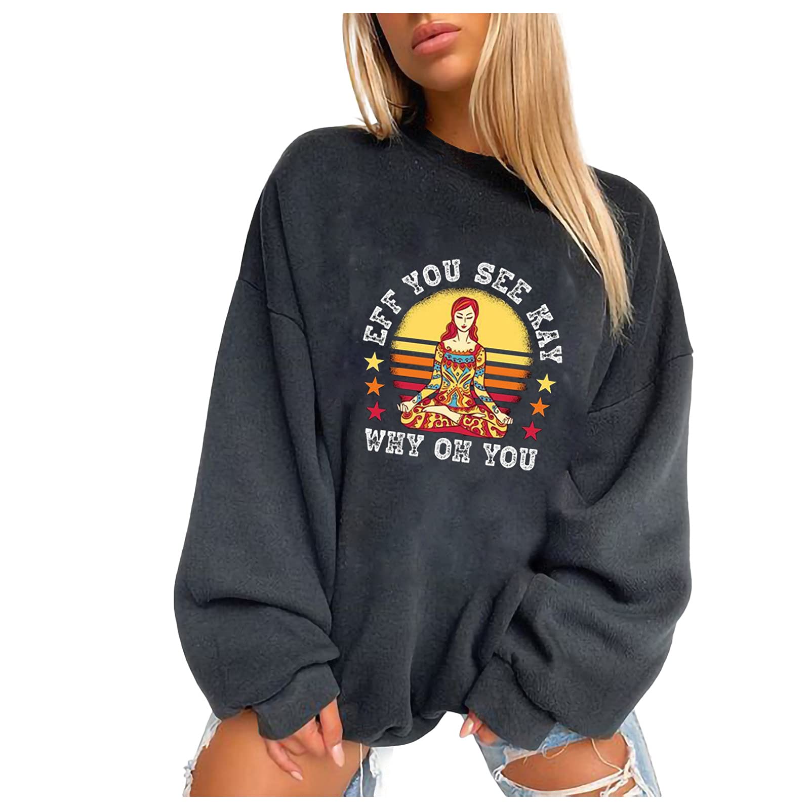 Charella Women's Graphic Sweatshirt - Cozy Winter & Fall Pullover for Gym, Sports & Casual Wear | Trendy 2022 Design E8 | Perfect for Workouts, Running Errands & Lounging