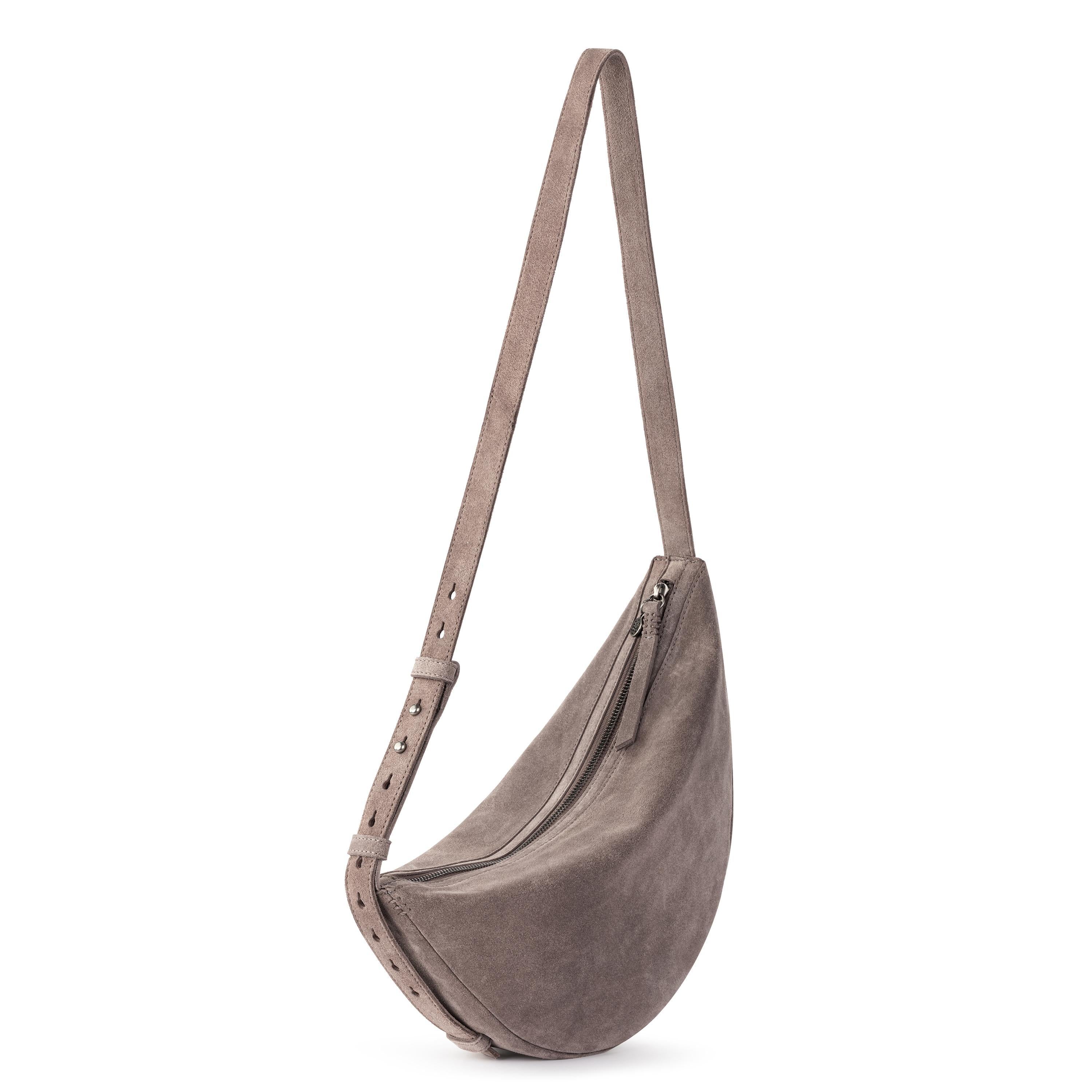 Premium Tess Large Leather Sling Bag in Mushroom Suede - Stylish Crossbody Purse for Women, Perfect for Work, Travel & Everyday Use
