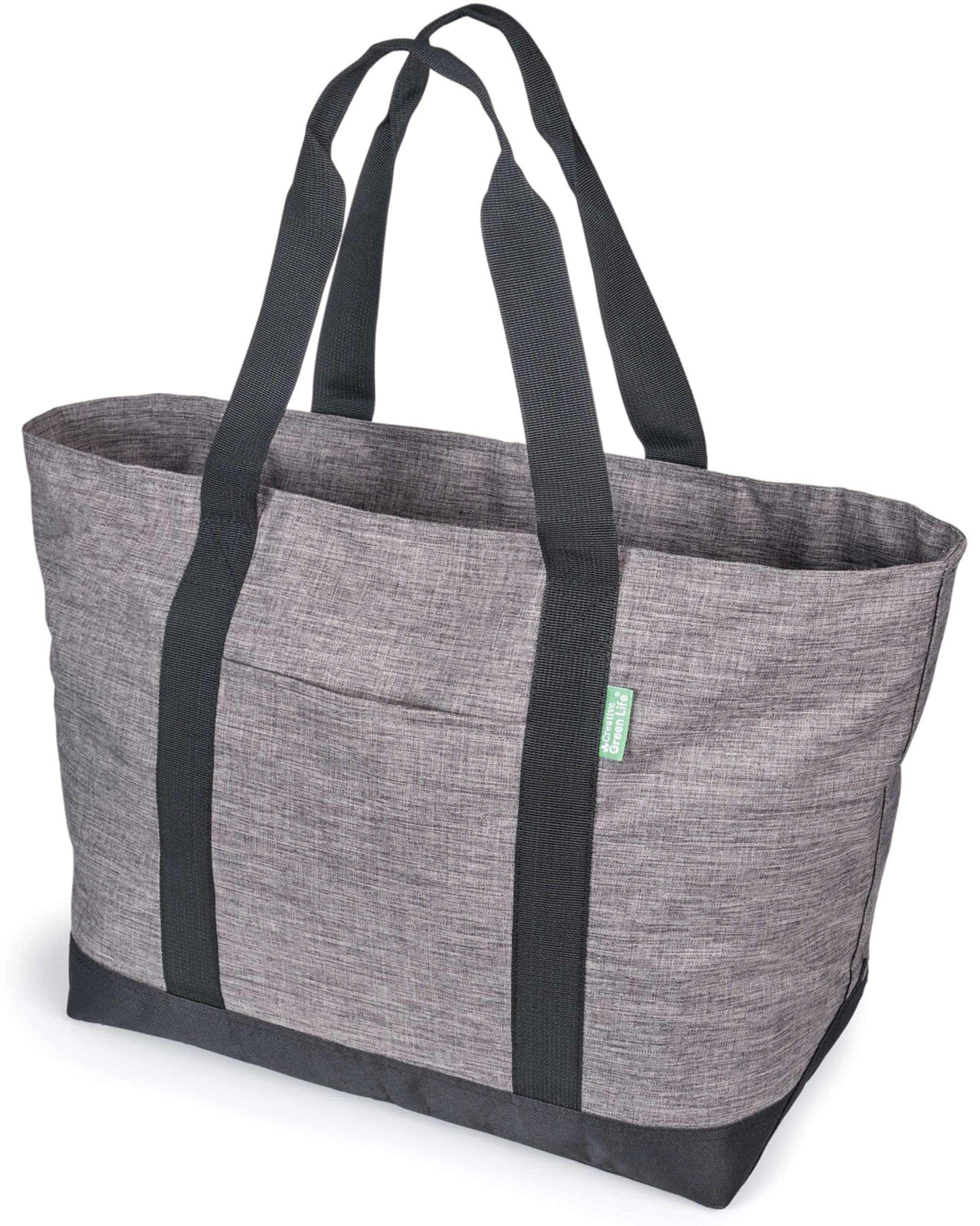 Stylish Foldable Extra Large Tote Bag with Zipper for Women & Men - Eco-Friendly Reusable Shopping Bag for Travel, Beach, Work & Daily Use