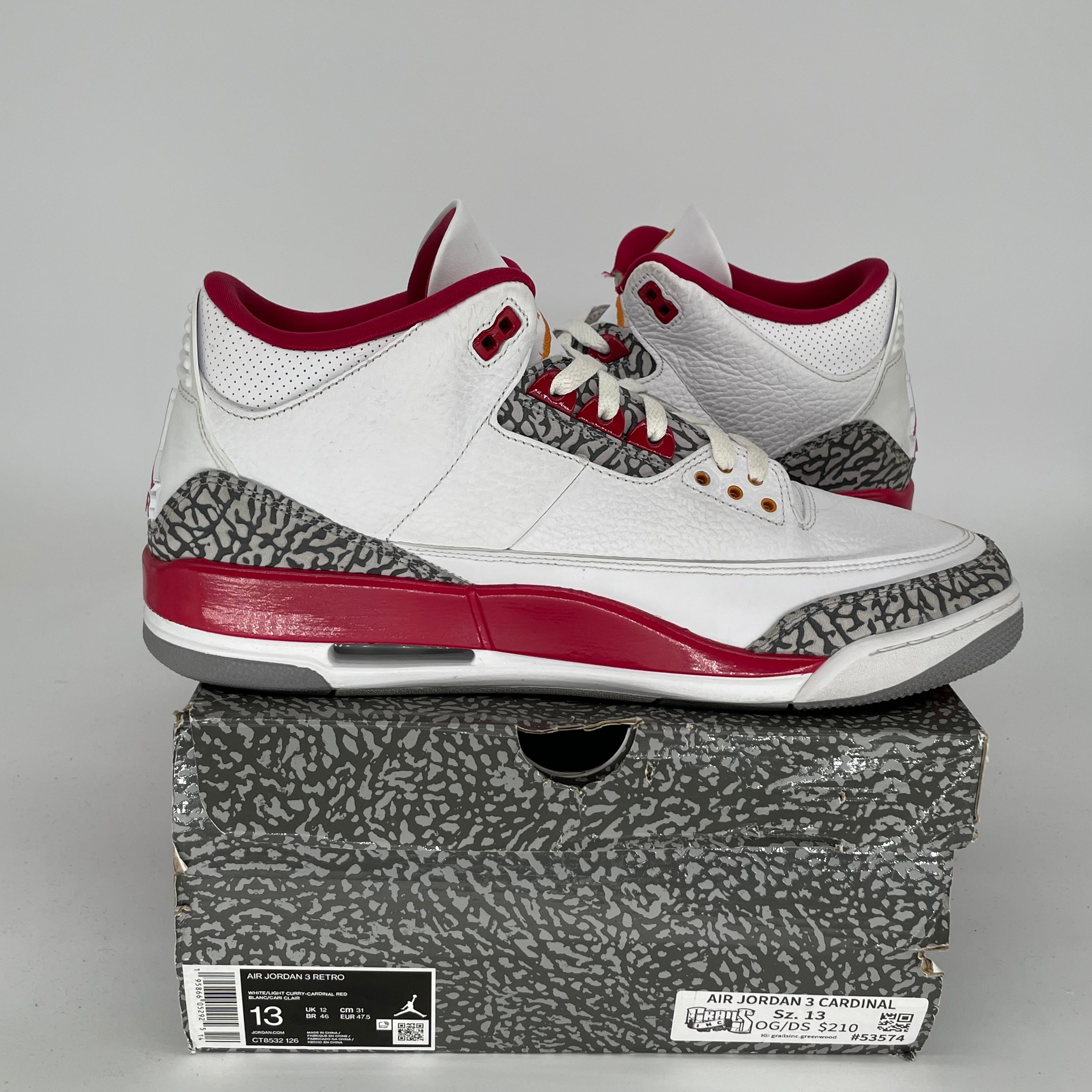 AIR JORDAN 3 CARDINAL Men's Basketball Shoes Size 13 - Retro Style Sneakers for Men (CT8532-126) - Perfect for Streetwear, Gym & Casual Outfits