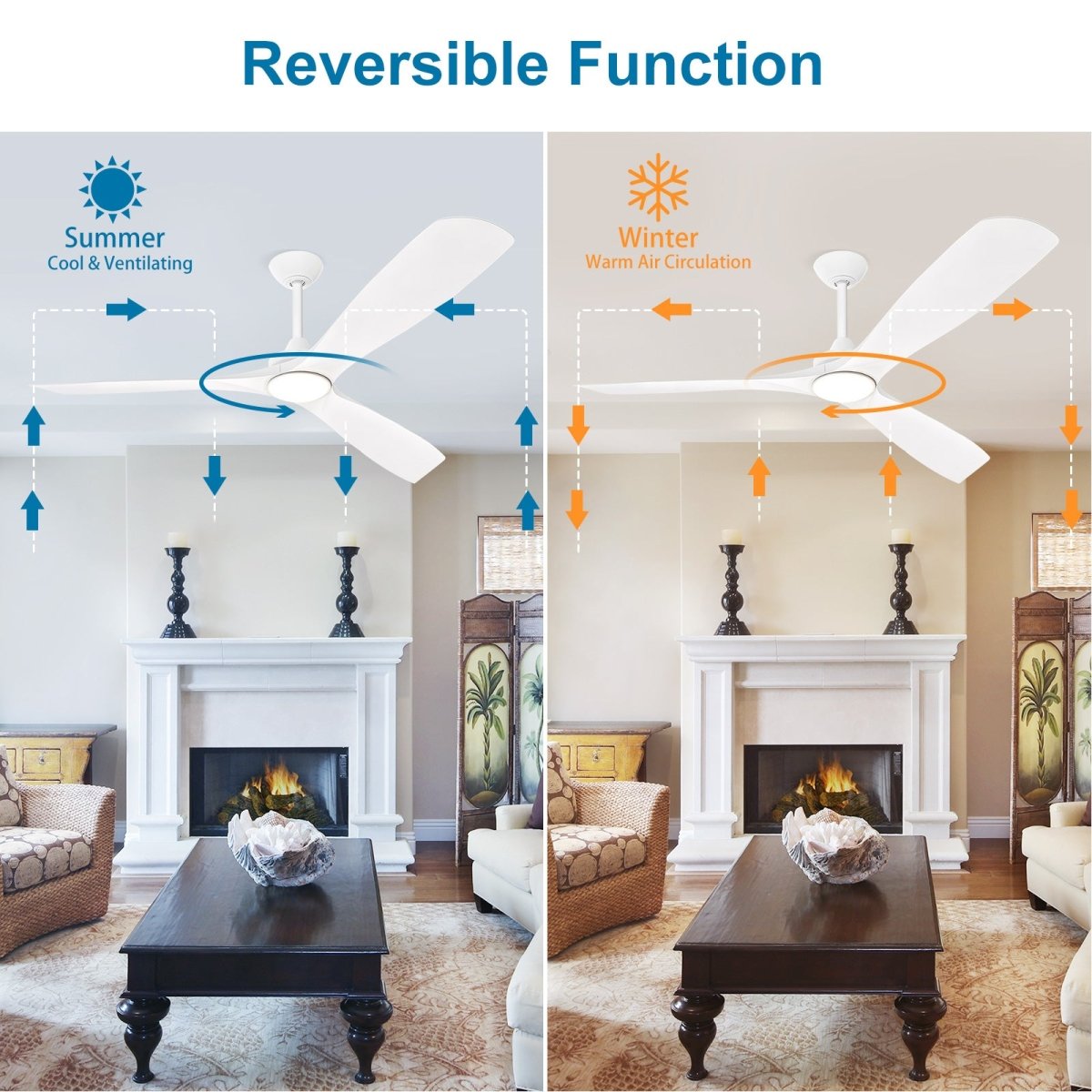 Depuley 60 Inch Modern Ceiling Fan with LED Light and Remote Control - Quiet Reversible DC Motor, 3 Color Temperature Adjustable, Timer Function - Perfect for Living Room, Bedroom, Patio, Study and Gazebo