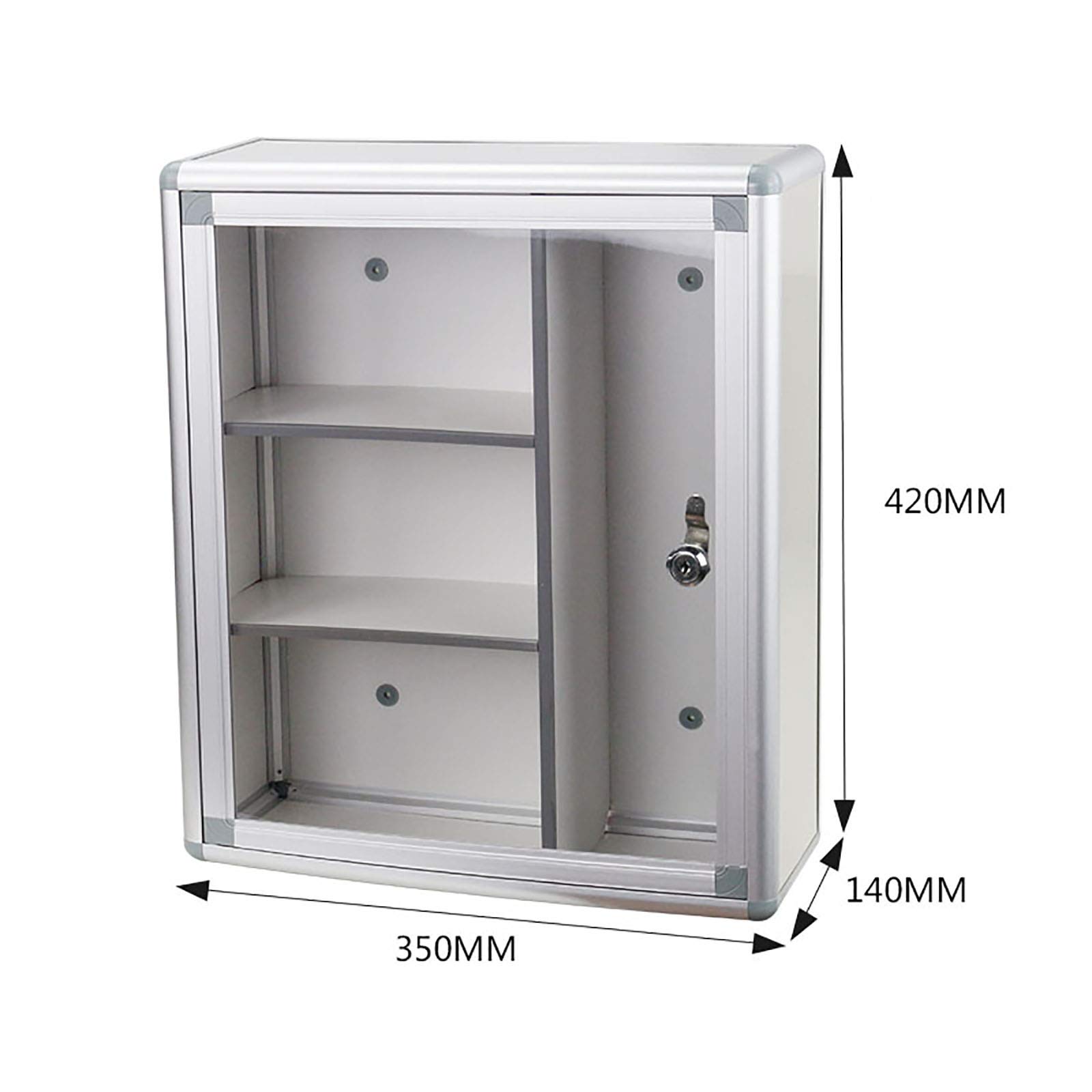 Wall Mount First Aid Storage Box - Aluminum Alloy Medical Organizer with Child Safety Lock & Glass Door - Perfect for Home, Office, Clinic Emergency Kits & Medicine Storage