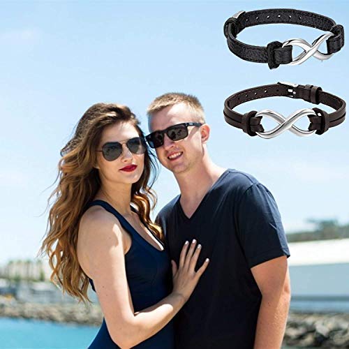 Infinity Love Couple Bracelet Set - Stainless Steel Matching Leather Bracelets for Men & Women, Adjustable Wristband - Perfect for Anniversaries, Valentine's Day & Romantic Gifts
