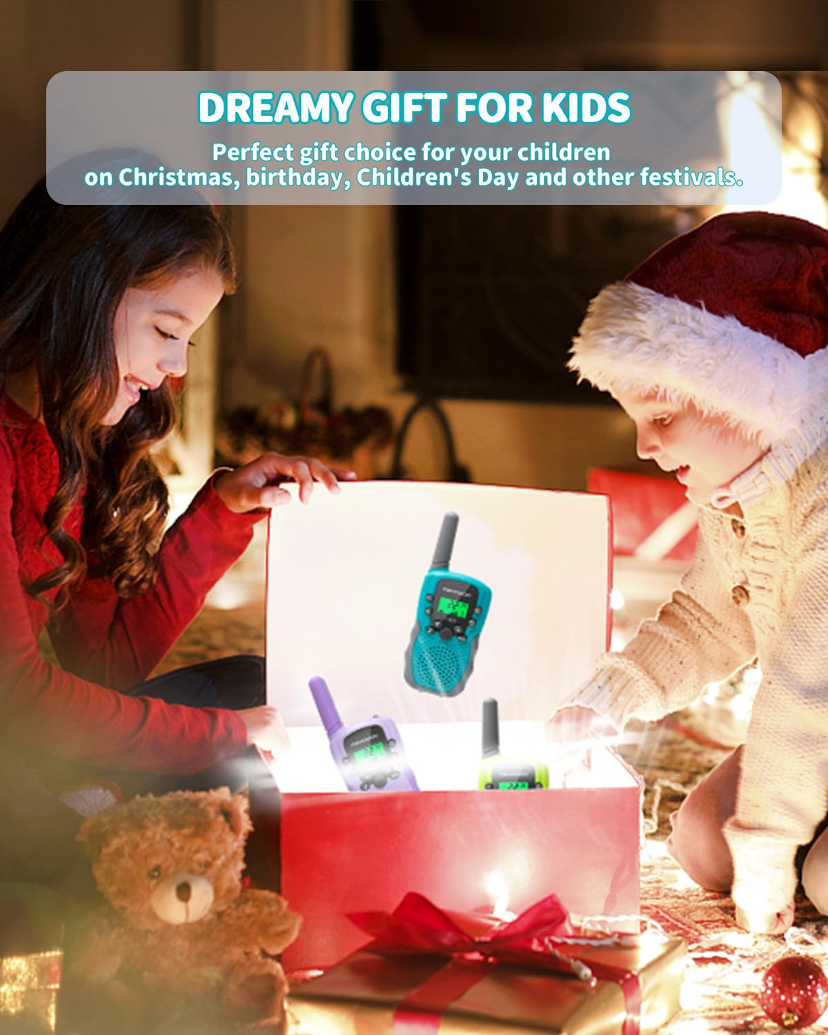FAYOGOO 4 Pack Kids Walkie Talkies - Long Range 2 Miles Rechargeable Walkie Talkies with Flashlight & Built-in Battery - Best Toys Gifts for Boys Girls Ages 3-12 - Perfect for Outdoor Adventures, Camping, Hiking & Birthday Christmas Gifts