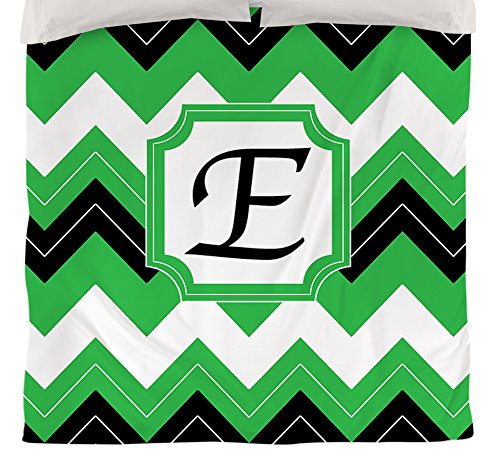 Manual Woodworkers & Weavers Monogrammed Letter E Black Chevron Duvet Cover - Twin Size for Cozy Bedroom Decor | Perfect for Guest Rooms & Dorm Essentials