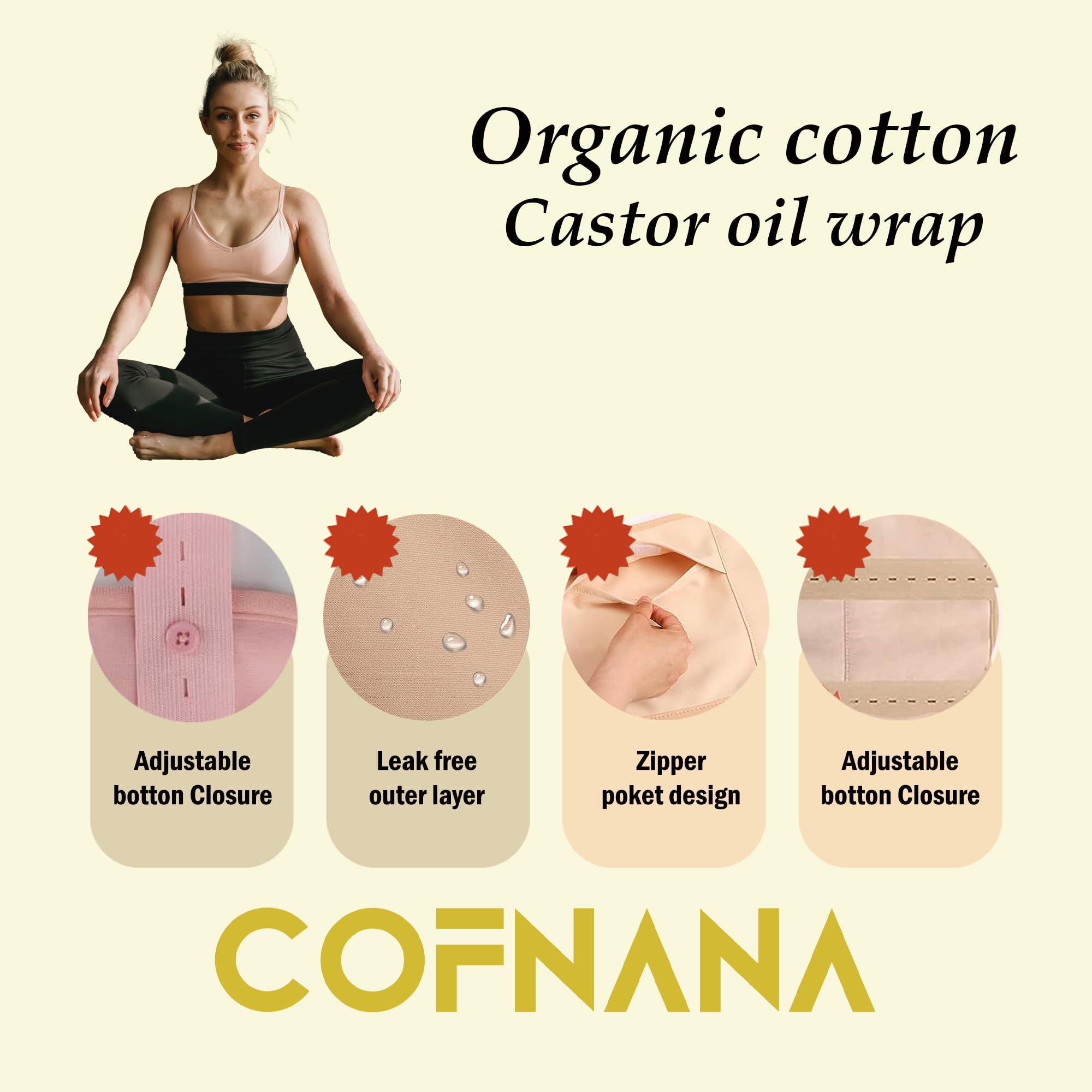 Organic Castor Oil Pack Wrap for Waist & Neck Pain Relief - Reusable & Machine Washable Cotton Wrap - Detox & Relaxation Therapy (Oil Not Included) - Perfect for Home Spa & Self-Care Routines