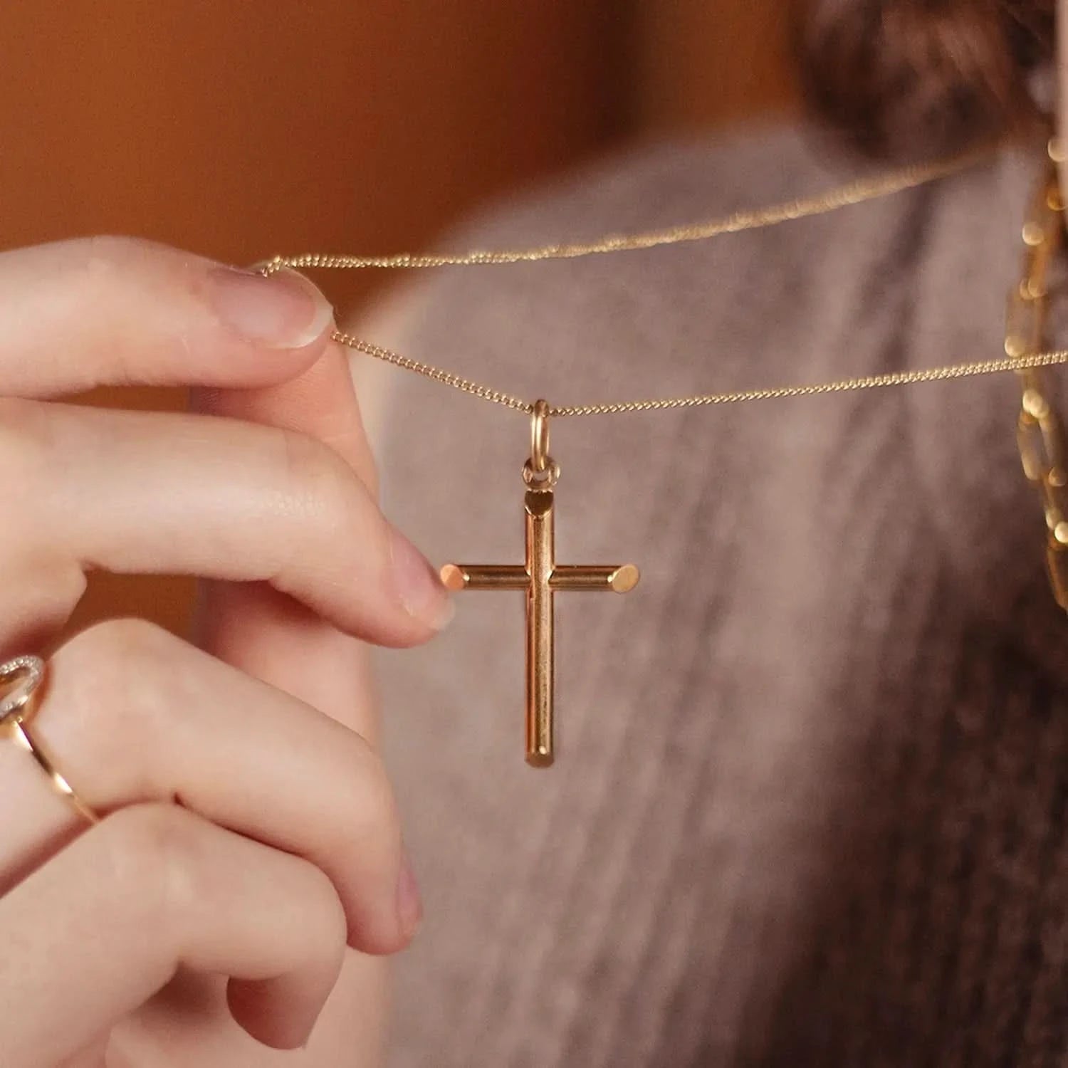 Large Solid Gold Cross Necklace for Women & Men - 18K Gold Plated Religious Jewelry - Perfect for Church, Weddings & Everyday Wear