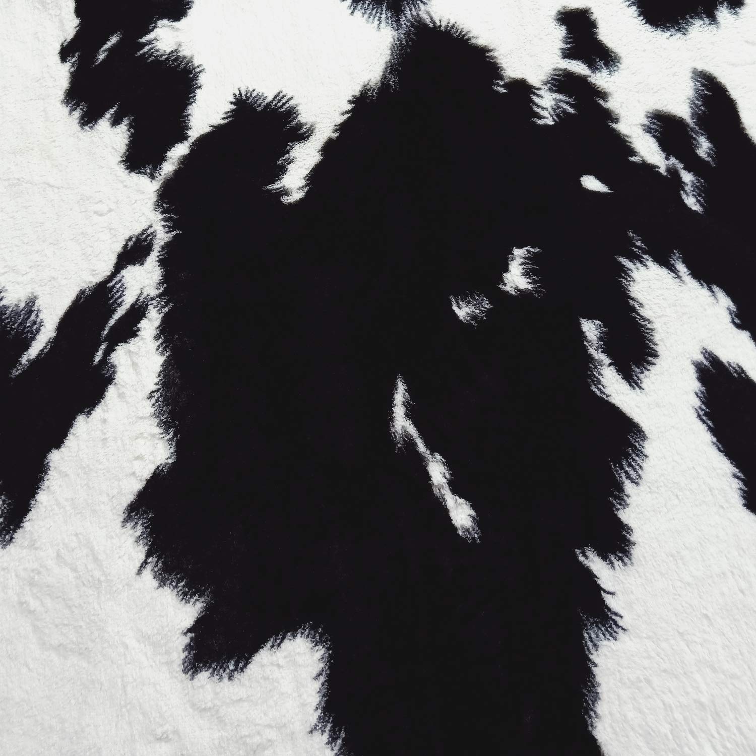 JACCAWS Black and White Faux Cowhide Rug 4.6x6.6 Feet - Soft Faux Fur Area Rug for Living Room, Bedroom, Home Decor - Large Cow Print Rug for Farmhouse, Modern & Bohemian Style
