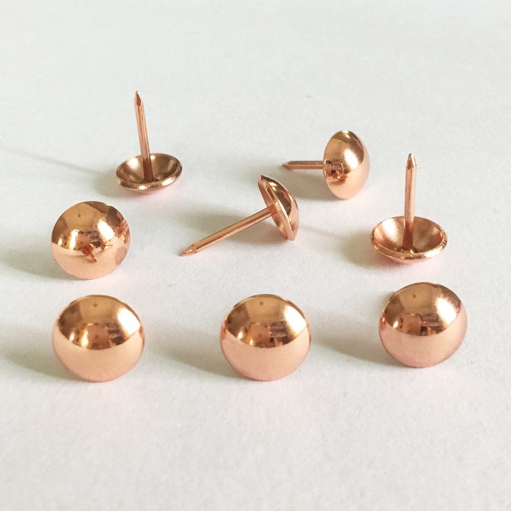 500pcs Rose Gold Upholstery Tacks - D11mmxL17mm Decorative Nails for Sofa, Wooden Furniture & DIY Projects | Home Decor, Upholstery Repair, Crafting Supplies