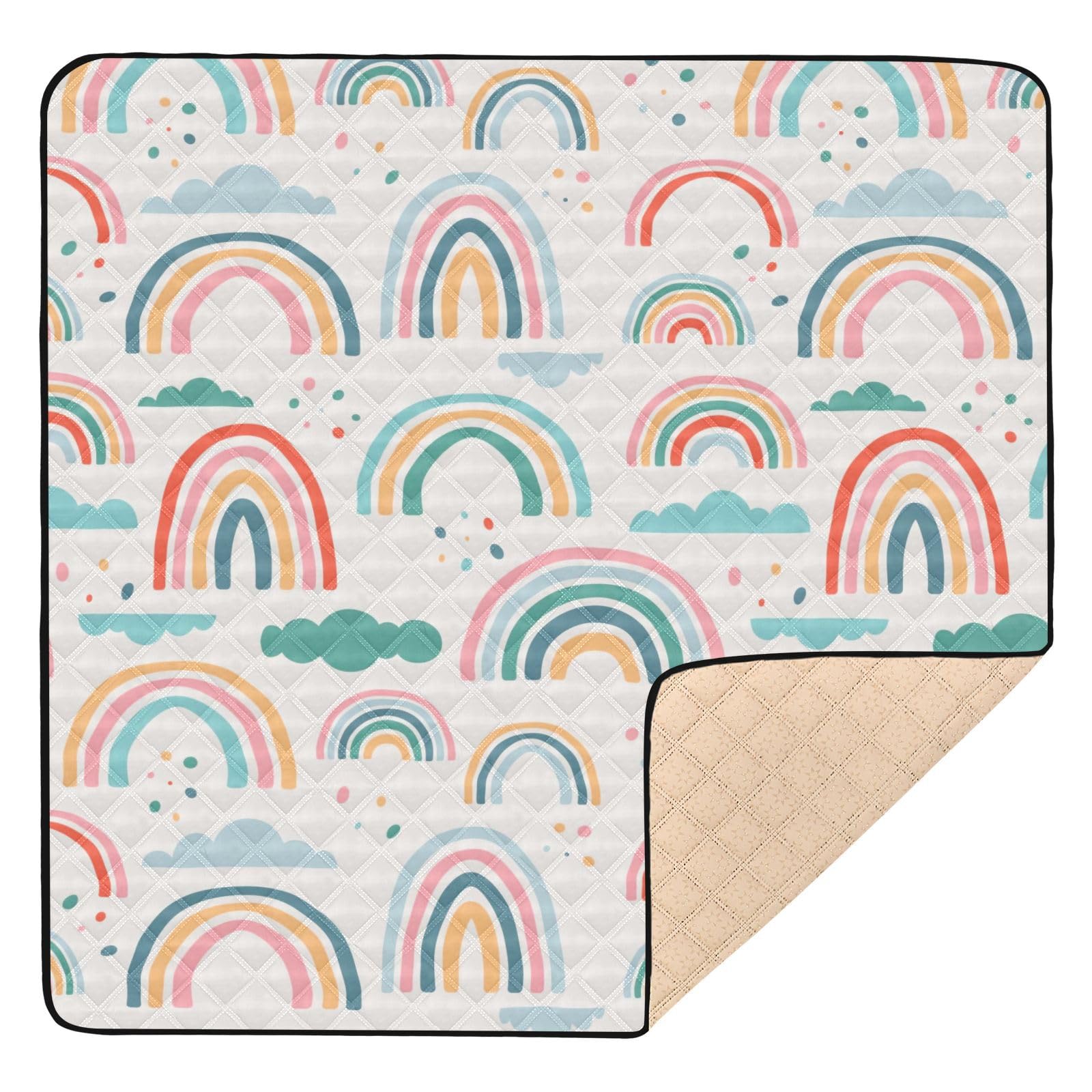 Colorful Cartoon Rainbow Clouds Baby Play Mat - 50