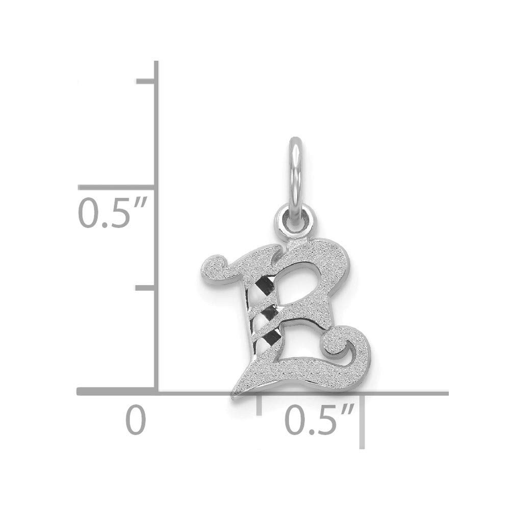 14K White Gold Diamond-Cut Initial Letter E Charm Pendant - Roy Rose Jewelry | Personalized Name Necklace for Women | Perfect Gift for Birthday, Anniversary & Valentine's Day
