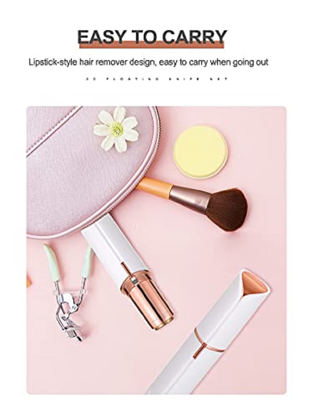 DRIZA Skincare Facial Hair Removal Machine for Women - Painless Hair Remover for Chin, Cheek, Eyebrow & Upper Lip - USB Rechargeable Lipstick Design (White) - Perfect for Home Use & Travel Beauty Routine