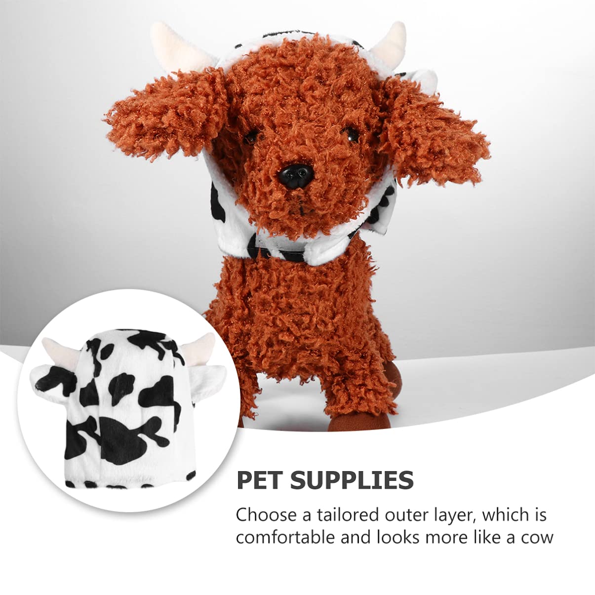 Balacoo White Cow Hat for Medium Dogs - Cute Pet Costume & Apparel for Halloween, Christmas, or Photo Shoots