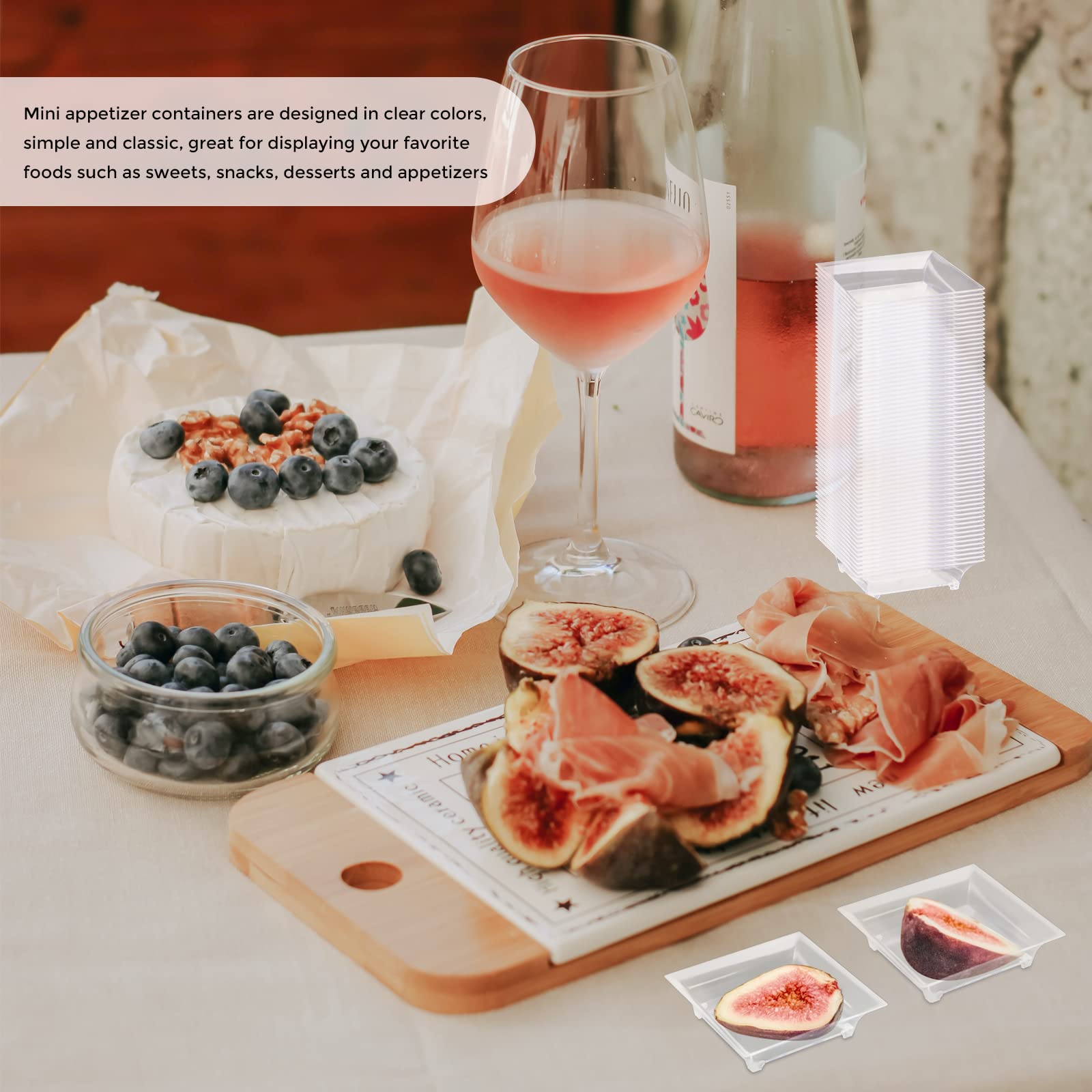100 Pcs Clear Disposable Mini Plastic Plates 2.4