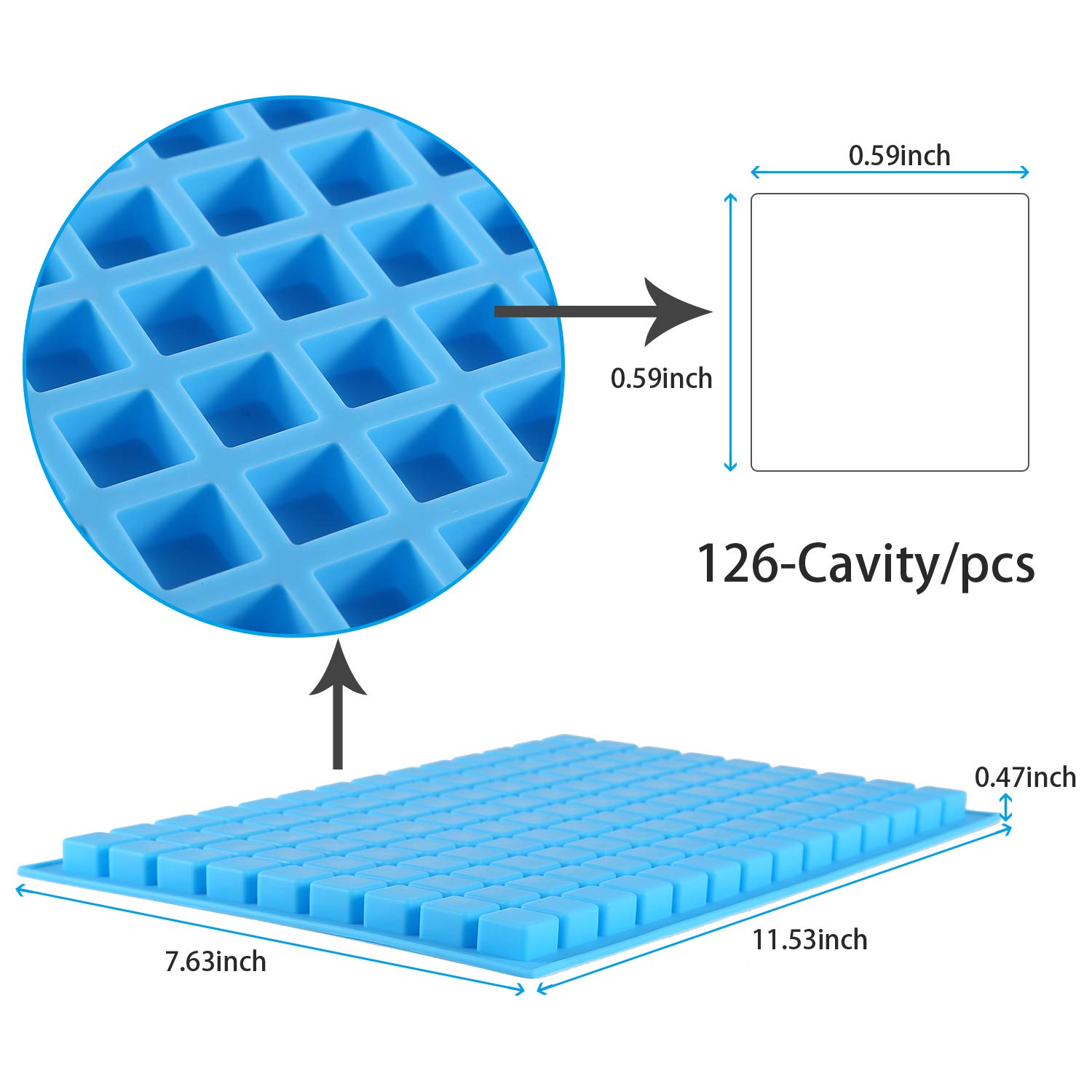 Premium Silicone Candy Molds - 2 Pack (126 Cavities) for Chocolate, Gummies, Jelly, Truffles & Caramels | Mini Square Ice Cube Tray | Perfect for Baking, Party Favors & DIY Desserts