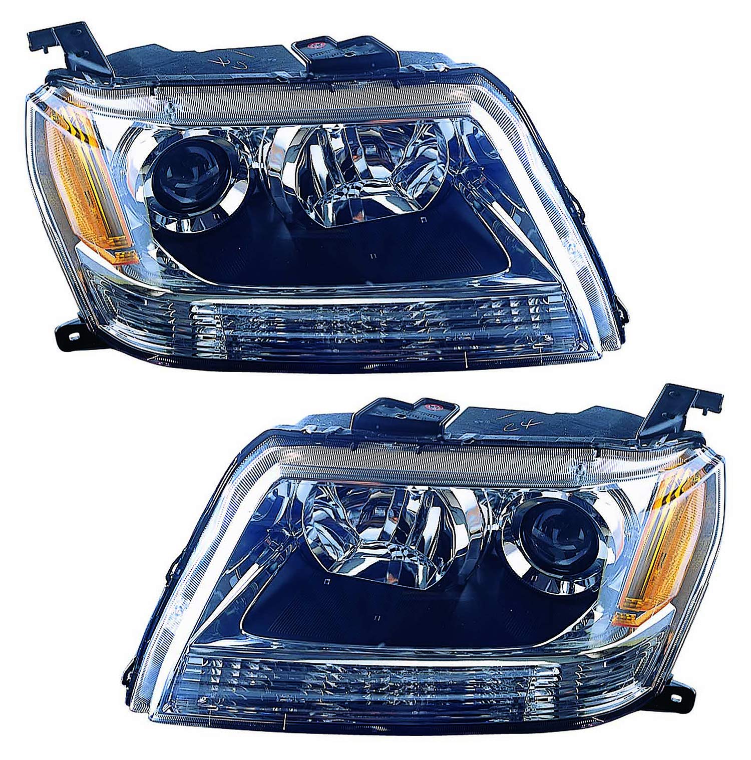 Suzuki Grand Vitara Headlights Lamps Set - Halogen Replacement for Driver & Passenger Side (2006-2008 Models) - Perfect for Night Driving and Off-Road Adventures