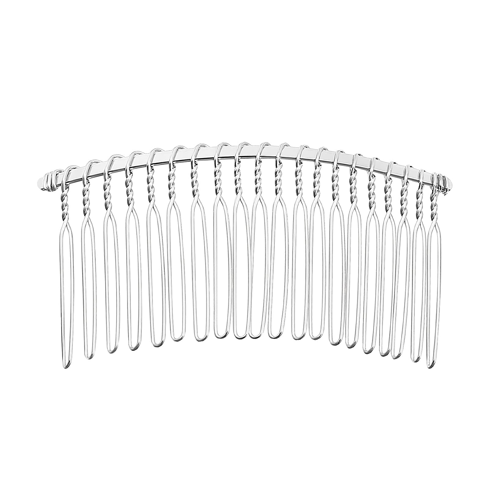 TINKSKY 7.8cm 20 Teeth Silver Metal Wire Hair Clip Comb - Elegant Bridal Wedding Veil Accessory for DIY Hair Styling, Prom, and Special Occasions
