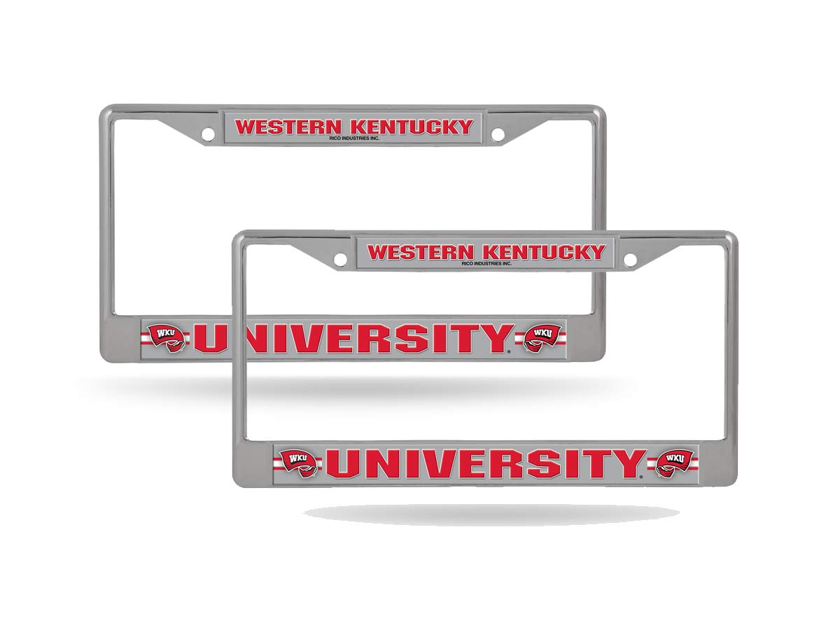 Rico Western Kentucky Hilltoppers Chrome Metal License Plate Frames (Set of 2) - Perfect for Cars, Trucks & Alumni Pride - Durable Auto Accessories for Fans & Supporters