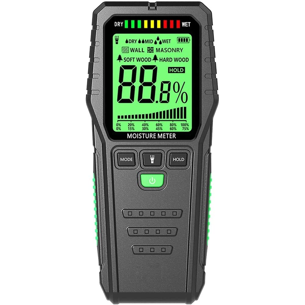 Professional Digital Wood Moisture Meter - Accurate 5%-75% Range for Timber, Drywall & Building Materials | LCD Display Damp Detector | Ideal for Flooring Installation, Woodworking & Home Inspection