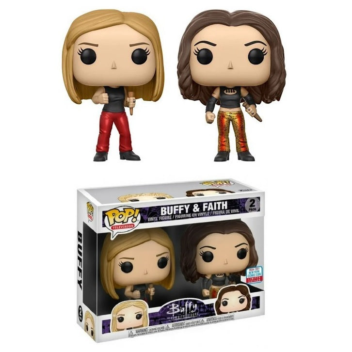 Buffy & Faith NYCC 2017 Exclusive Pop! Vinyl Figures 2-Pack - Funko Collectible for Vampire Slayer Fans | Perfect for Display, Gifts, and TV Show Memorabilia Collections