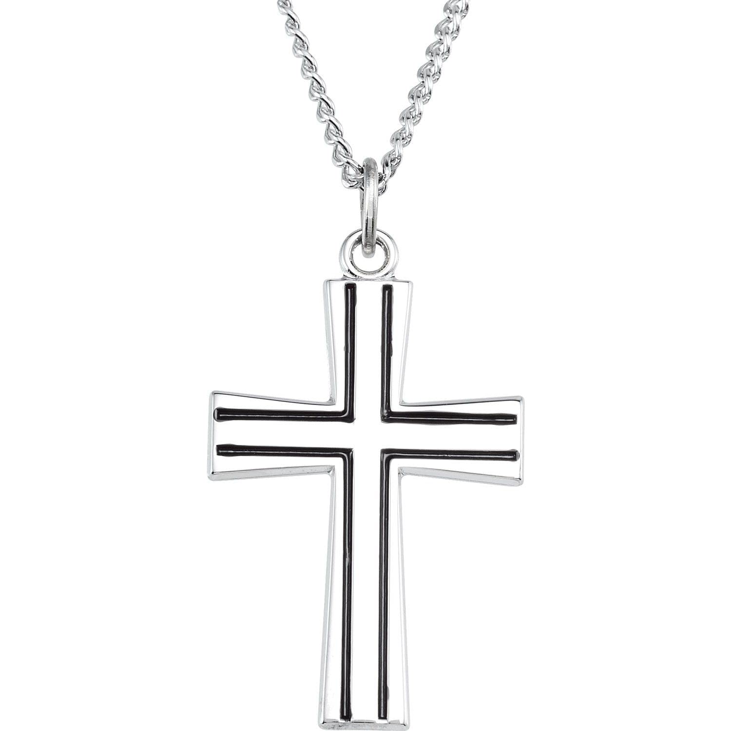 Auriga Sterling Silver Cross Pendant Necklace for Women - 24 Inch Religious Jewelry Gift for Baptism, Confirmation & Everyday Wear