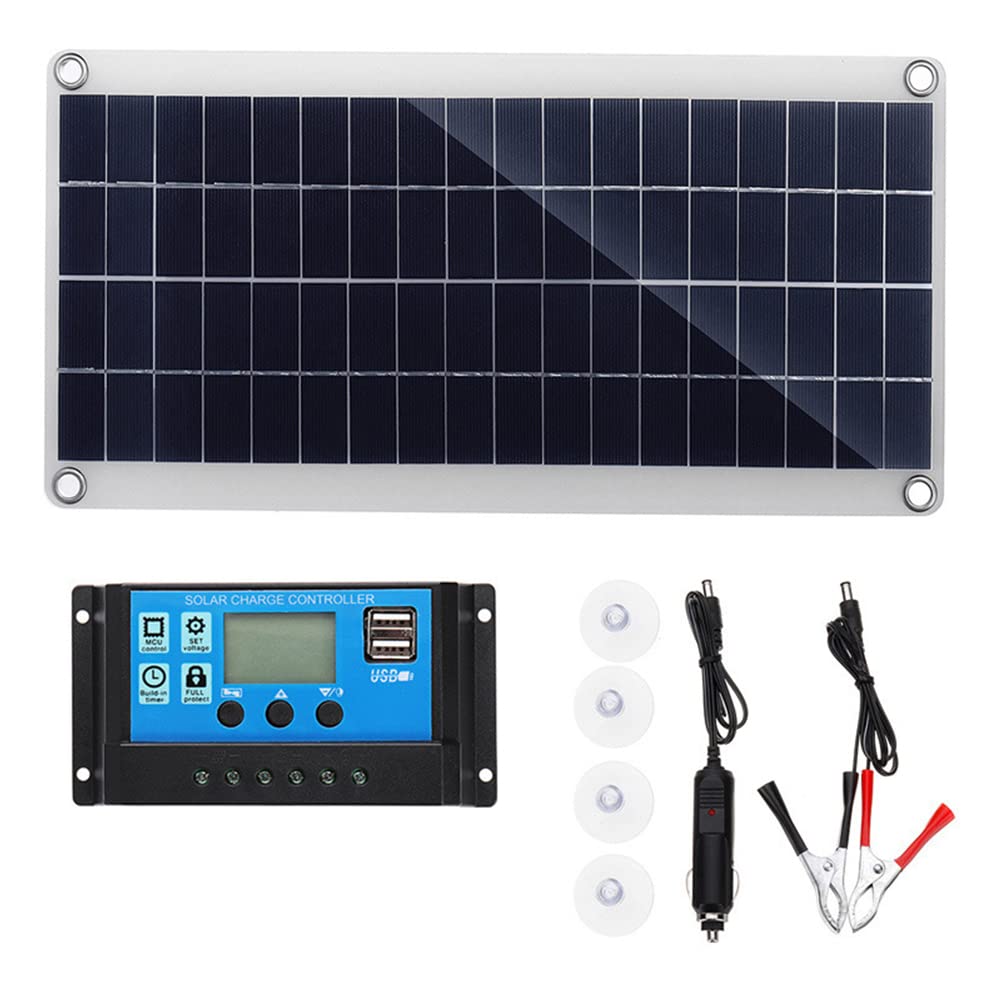 300W Monocrystalline Solar Panel Kit with 20A Controller - 18V Flexible Photovoltaic Module for RV, Boat, Cabin, Van & Car Charging | Portable Power Solution for Uneven Surfaces & Off-Grid Living