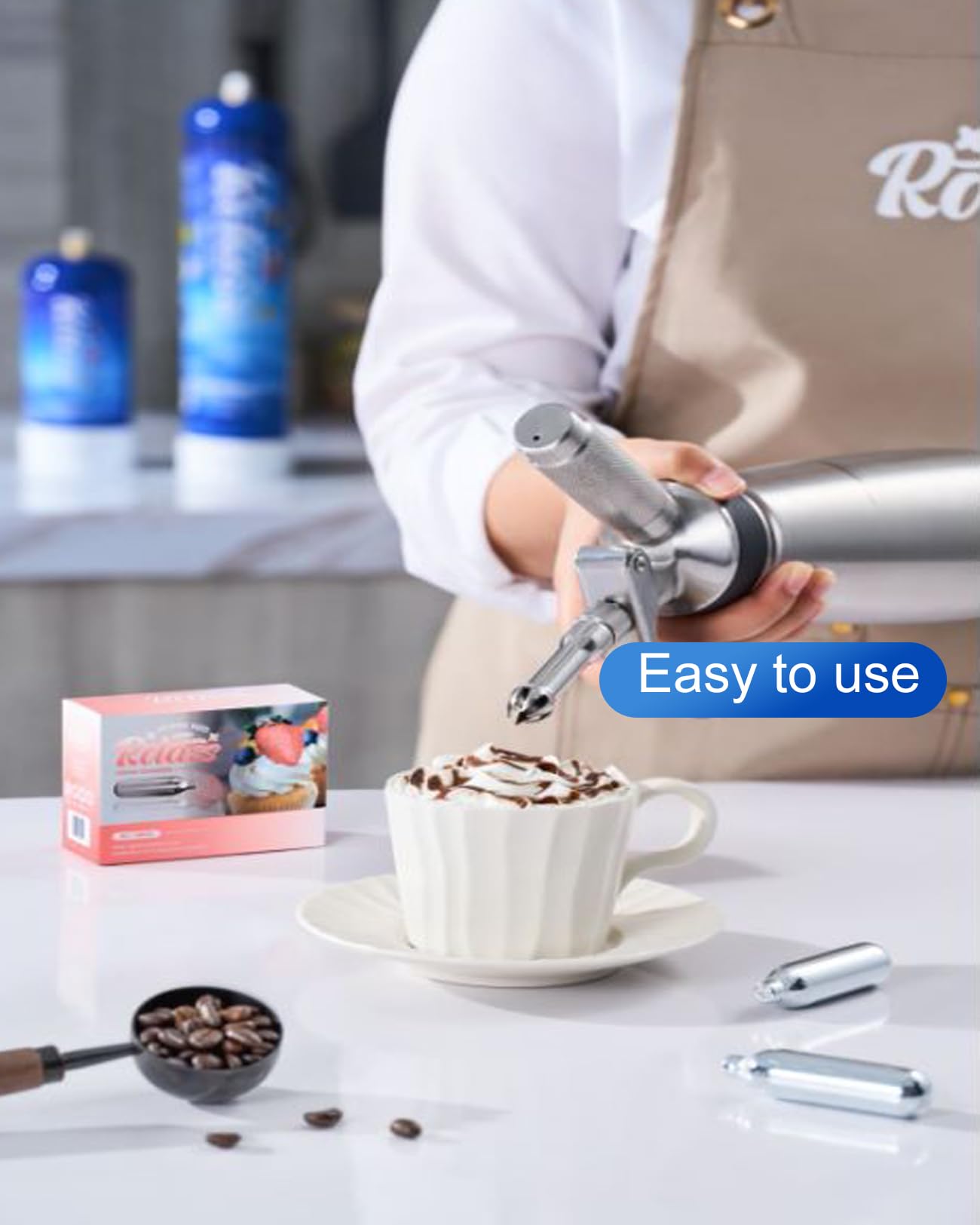 N2O Cream Chargers 2000g (3.3L) - Premium Whipped Cream Gas Canisters for Professional Baking, Coffee Toppings & Cocktail Mixing - Compatible with Standard Cream Dispensers (Pack of 2) - Perfect for Desserts, Lattes & Party Drinks