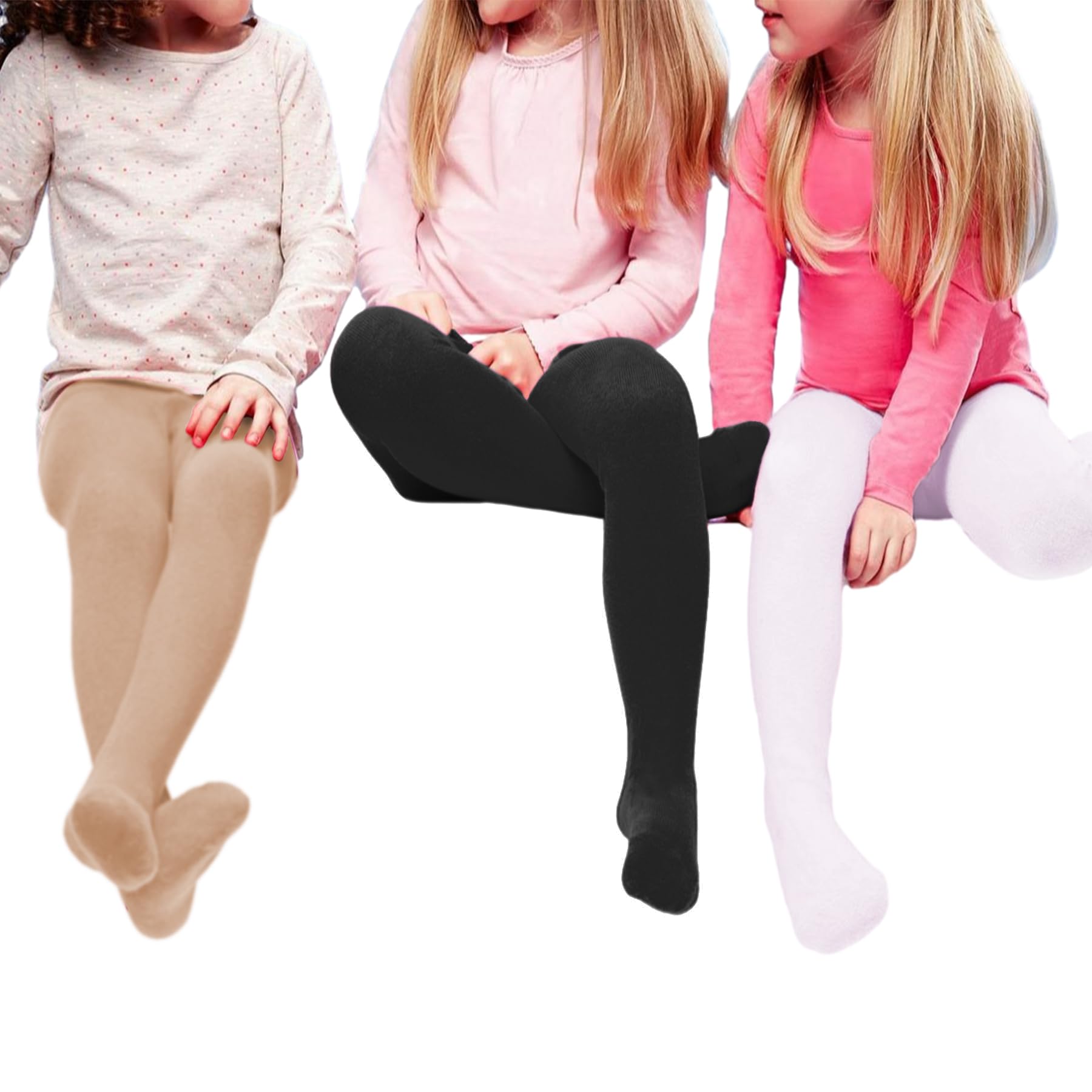 Zando 3-Pack Girls Ballet Dance Tights - Ultra Soft Footed Stockings for Toddlers & Kids - Perfect for Ballet Class, Dance Practice & Athletic Activities