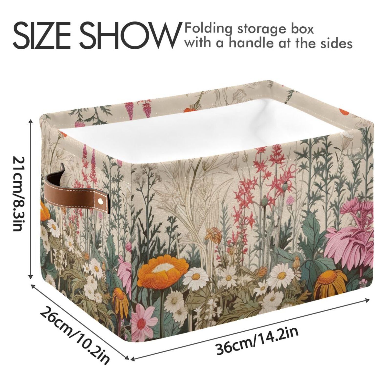 Foldable Canvas Storage Baskets with Handles - 2 Pack Rectangle Fabric Organizer Boxes for Clothes, Home & Office Organization | Perfect for Closet Shelves, Bedroom Storage & Decorative Home Decor