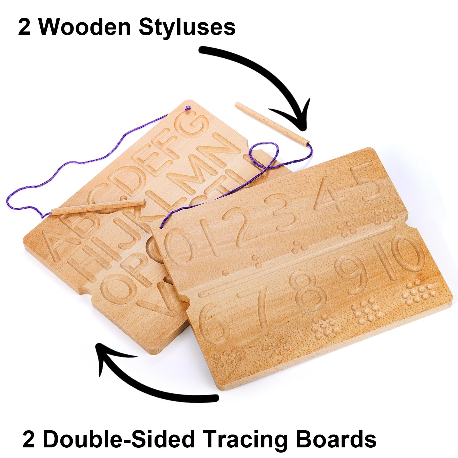 Wooden Alphabet Tracing Board for Kids 3-5 | Montessori Letter & Number Learning Toy for Preschool Writing Practice | Perfect for Classroom & Homeschool Use