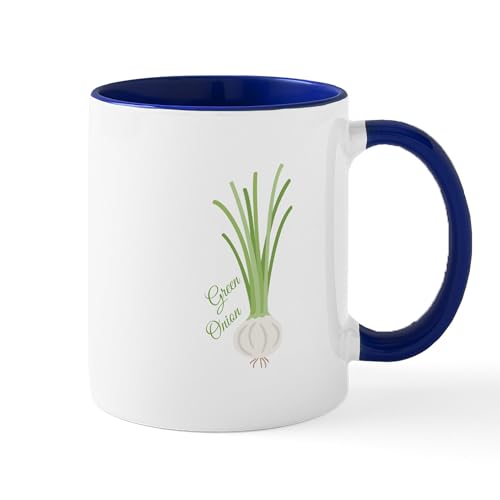 White/Navy Inside - Green Onions Mugs