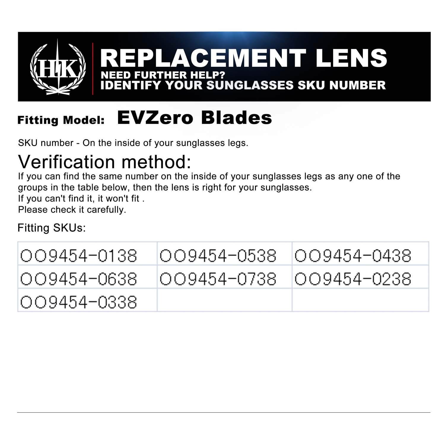 HKUCO Polarized Replacement Lenses for Oakley EVZero Blades Sunglasses - UV Protection, Anti-Glare for Cycling, Running & Outdoor Sports