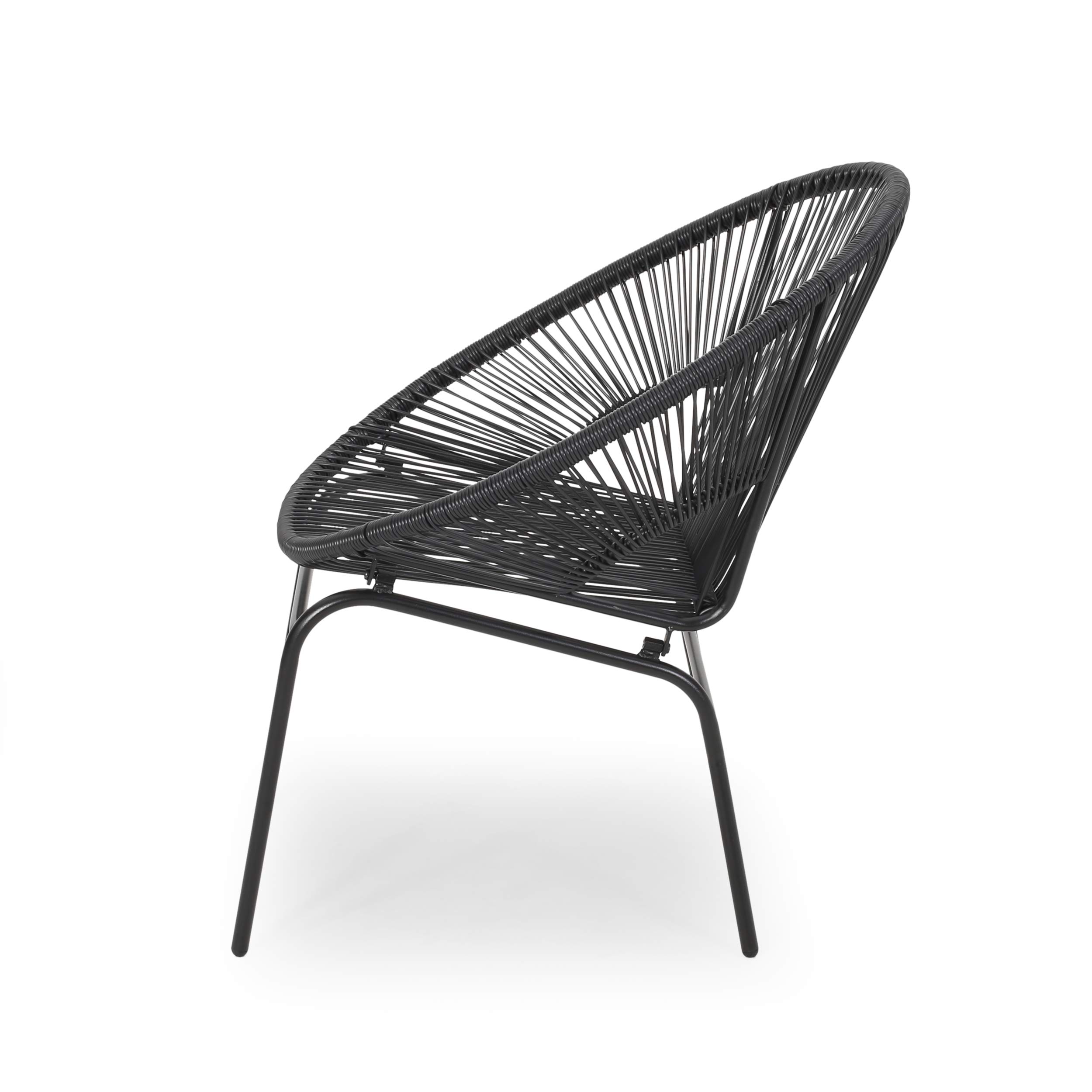 Modern Outdoor Faux Rattan Club Chair Set of 2 - Black Weather-Resistant Patio Furniture for Garden, Poolside & Backyard Relaxation