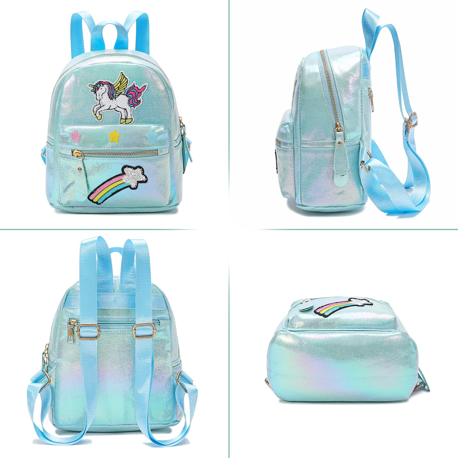 Unicorn Mini Backpack for Girls - Cute Unicorn Themed Kids Backpack for School & Travel (Blue) - Perfect for Preschool, Daycare & Birthday Gifts