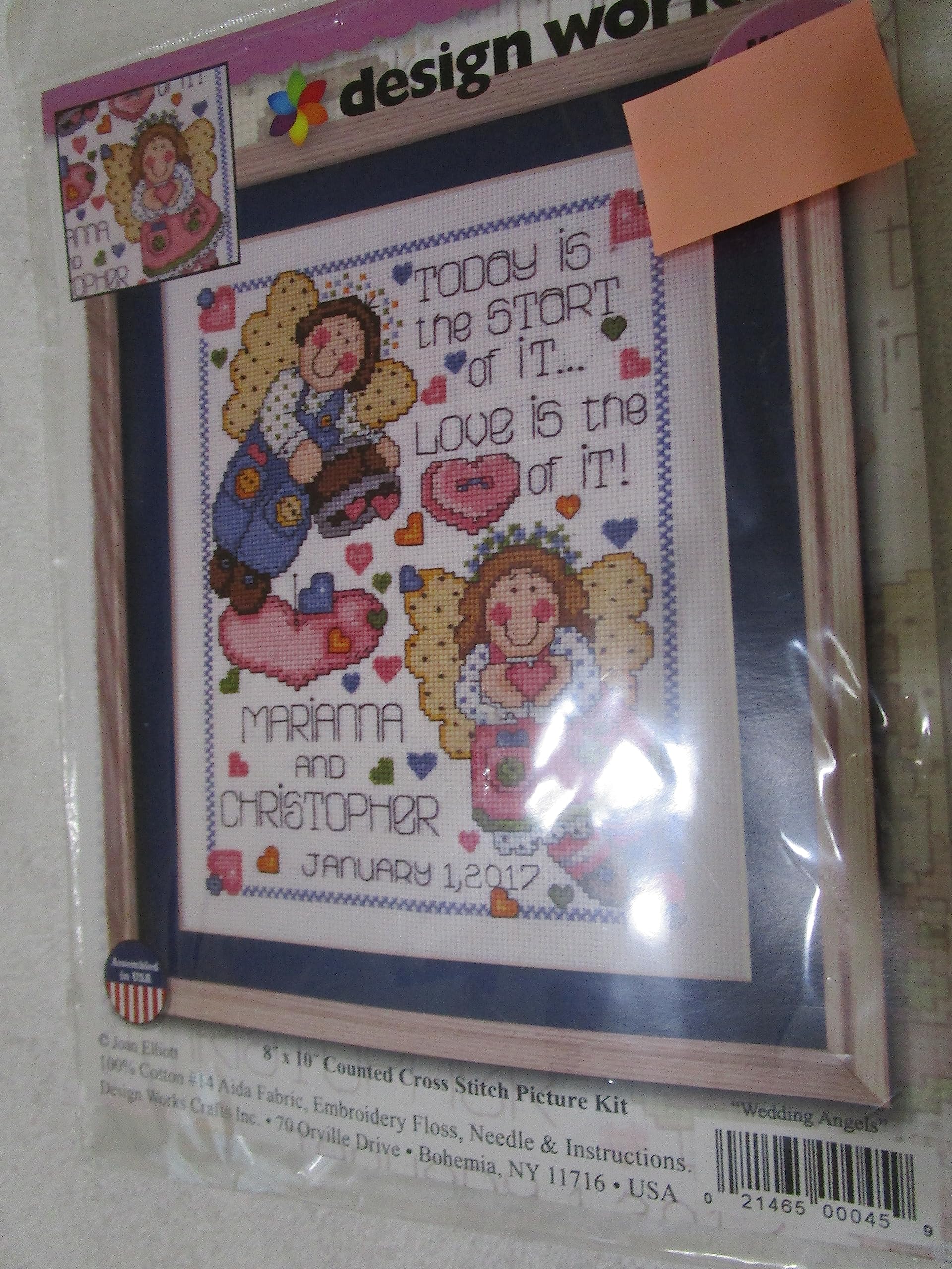 Design Works Counted Cross Stitch Kit - Wedding Angels Embroidery Set for DIY Home Decor, Wedding Gifts & Craft Projects