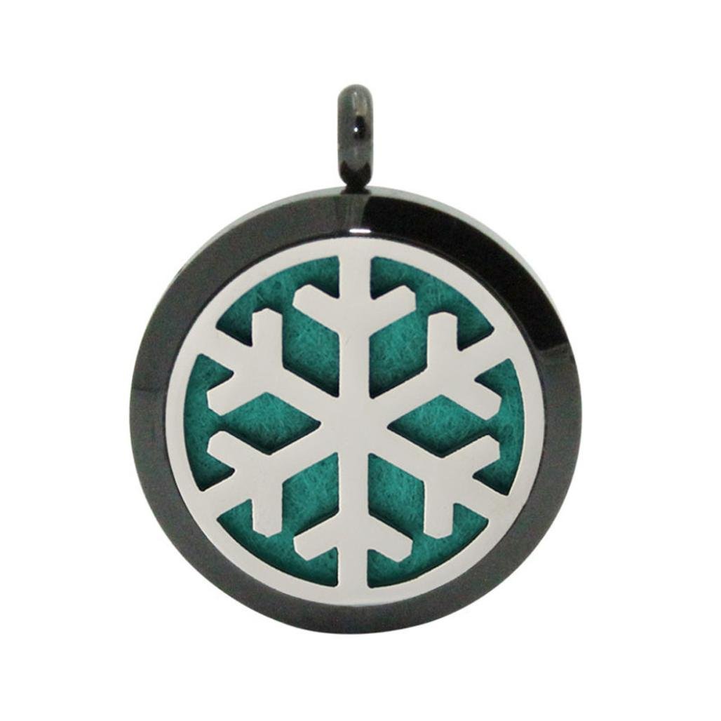 Christmas Snowflake Aromatherapy Necklace - Essential Oil Diffuser Pendant Locket for Stress Relief & Relaxation | Perfect Holiday Gift for Women, Meditation & Yoga Accessory