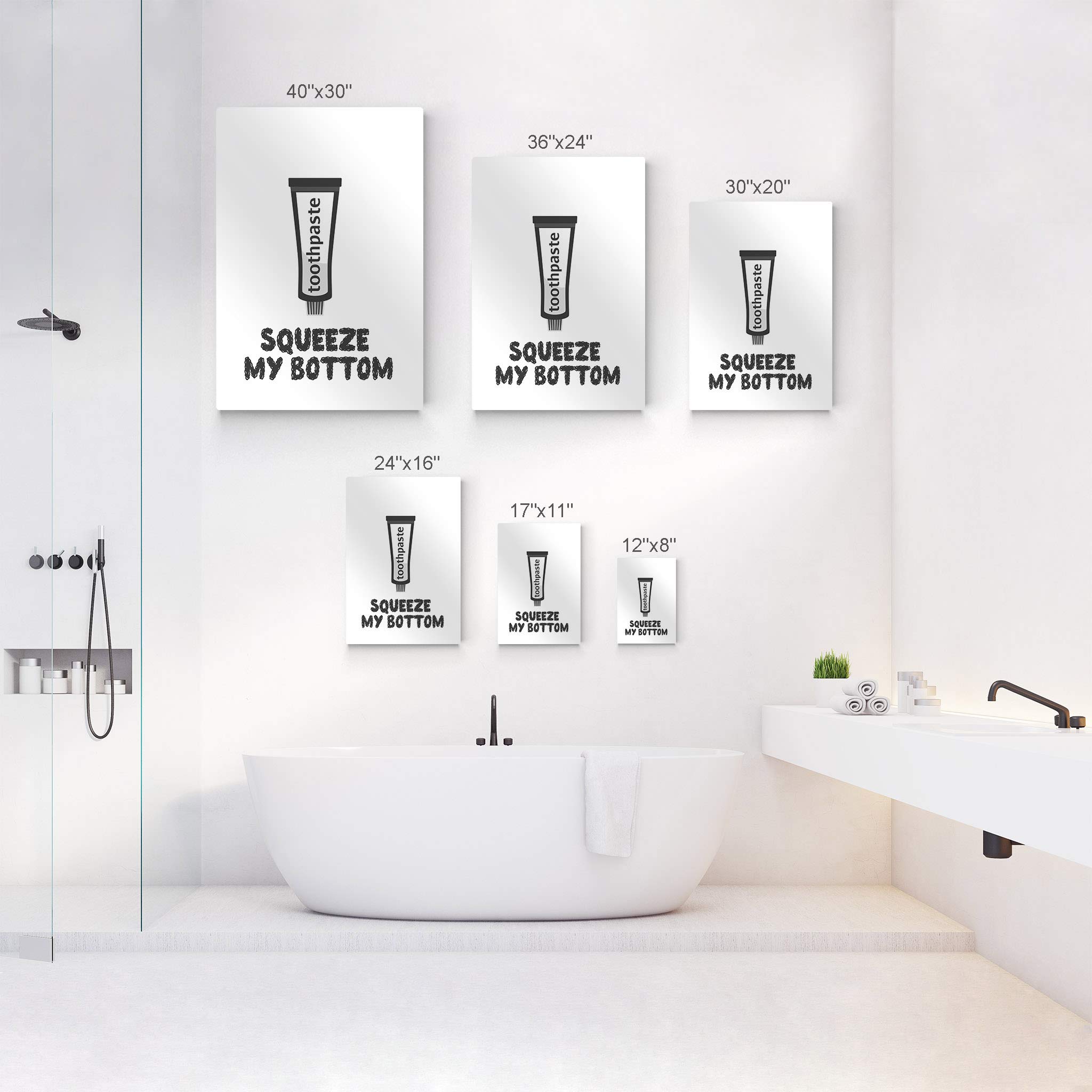 Funny Bathroom Sign - Squeeze My Bottom Quote Metal Print Wall Art | Ready to Hang Bathroom Decor (17x11 Inch) | Humorous Toilet Wall Decor for Home & Office | Made in USA | Perfect for Powder Rooms, Guest Baths & Apartment Decor