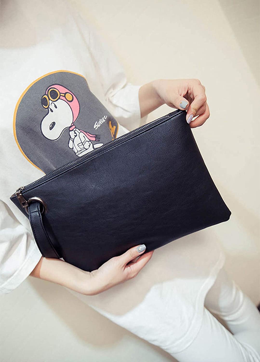 Fioeyr Oversized Clutch Bag for Women - Large PU Leather Evening Bag, Wristlet Handbag Purse - Perfect for Parties, Weddings & Night Out