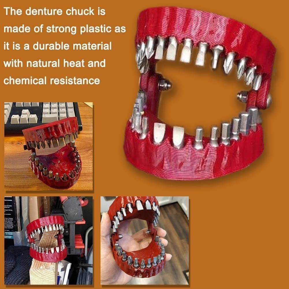 Funny Denture Drill Bit Holder - Teeth Model Design Screwdriver with 6.35mm (1/4 Inch) Hex Adapter - 28 Inch Power Tool Accessory for DIY Projects & Dental Office Humor