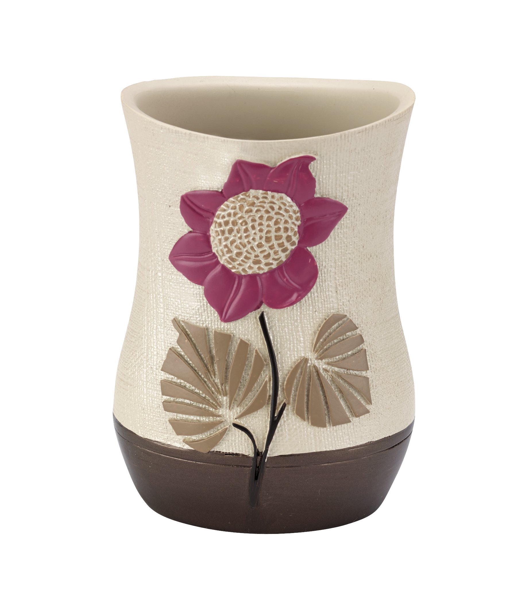 Lillian Collection Beige Bath Tumbler - Premium Ceramic Soap Dish & Toothbrush Holder - Perfect for Bathroom Countertop Organization & Spa-Like Decor