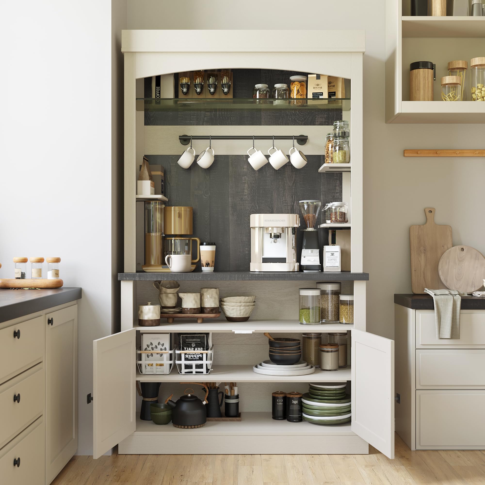 Farmhouse Coffee Bar Cabinet with Storage - 72